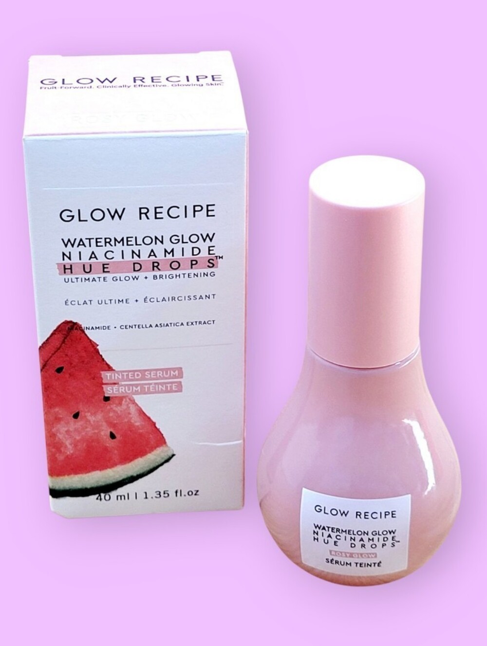 NIB GLOW RECIPE Watermelon Glow Niacinamide Hue Drops Rosy Glow Serum Full Size